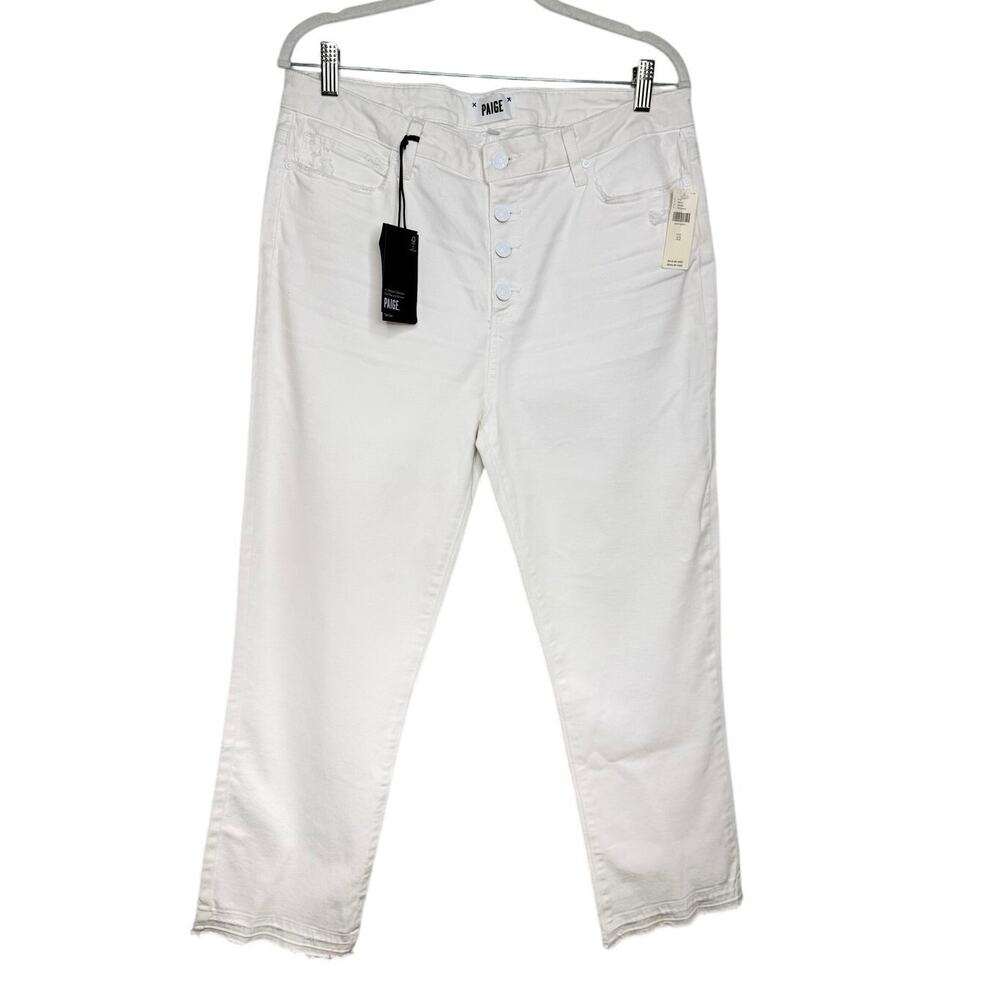 New Paige Jeans Women’s 32 White Cindy Crop High Rise Straight